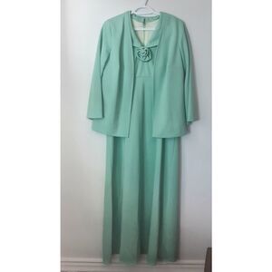 Vintage Green Sleeveless Dress w/ Jacket